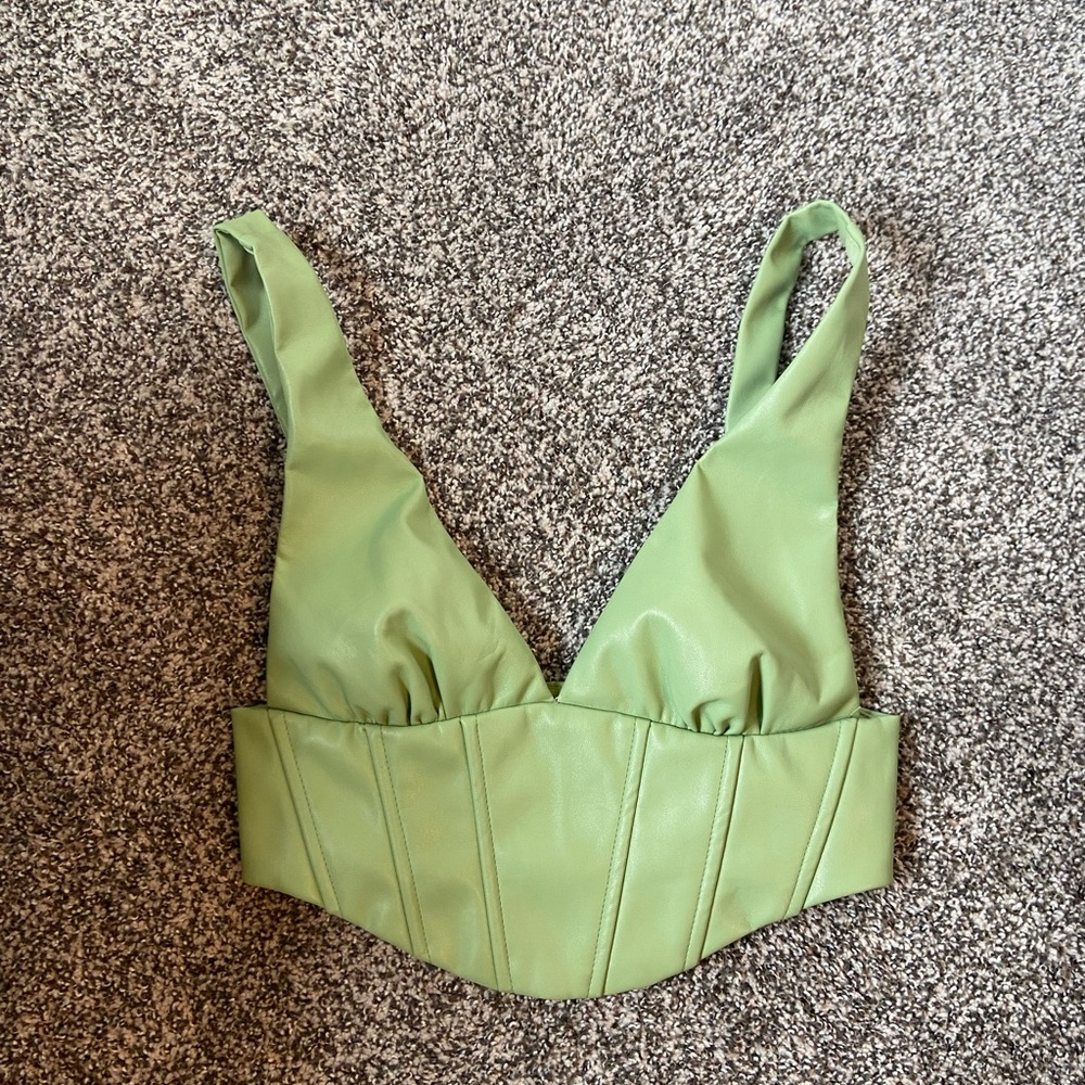 Green leather top